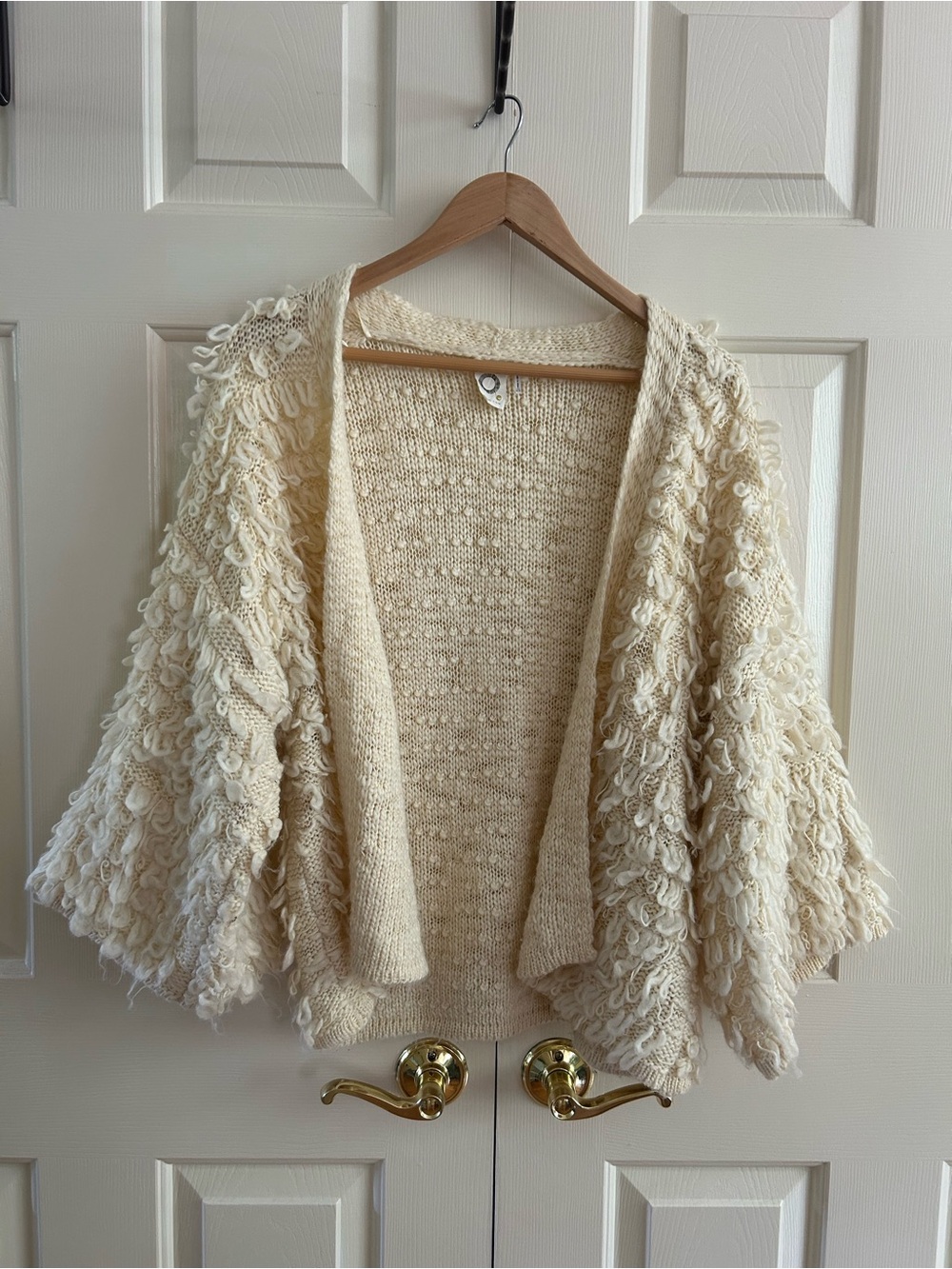 Cream Open-Front Textured Women’s Cardigan